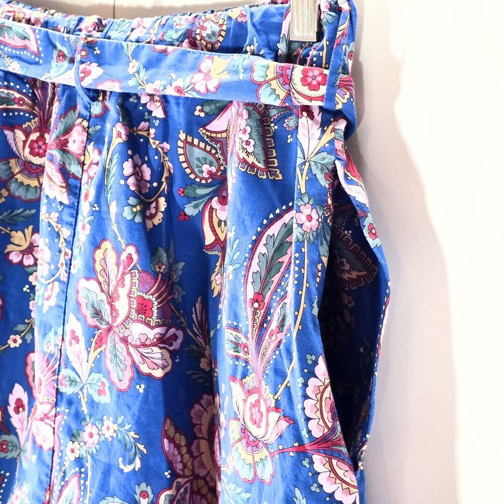 J.Crew Limited 100% Cotton Floral Paisley Asymmetrical Midi Skirt Belted Boho - Picture 7 of 12